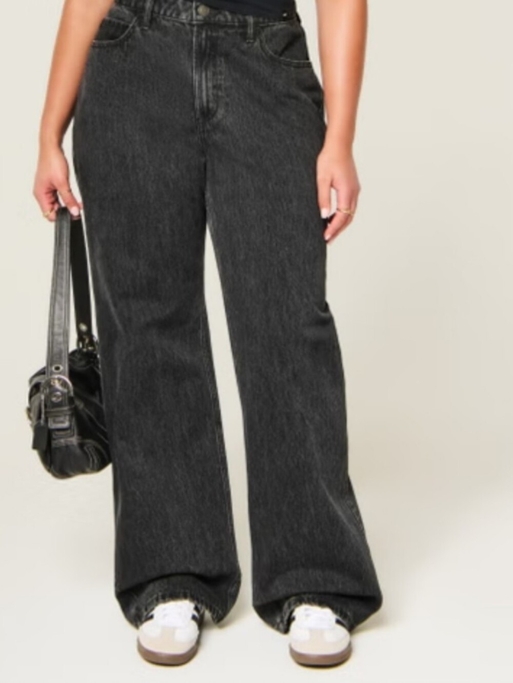 Social Tourist Abercrombie & Fitch Black Wide-Leg High-Rise Jeans Sz 2 Waist 26